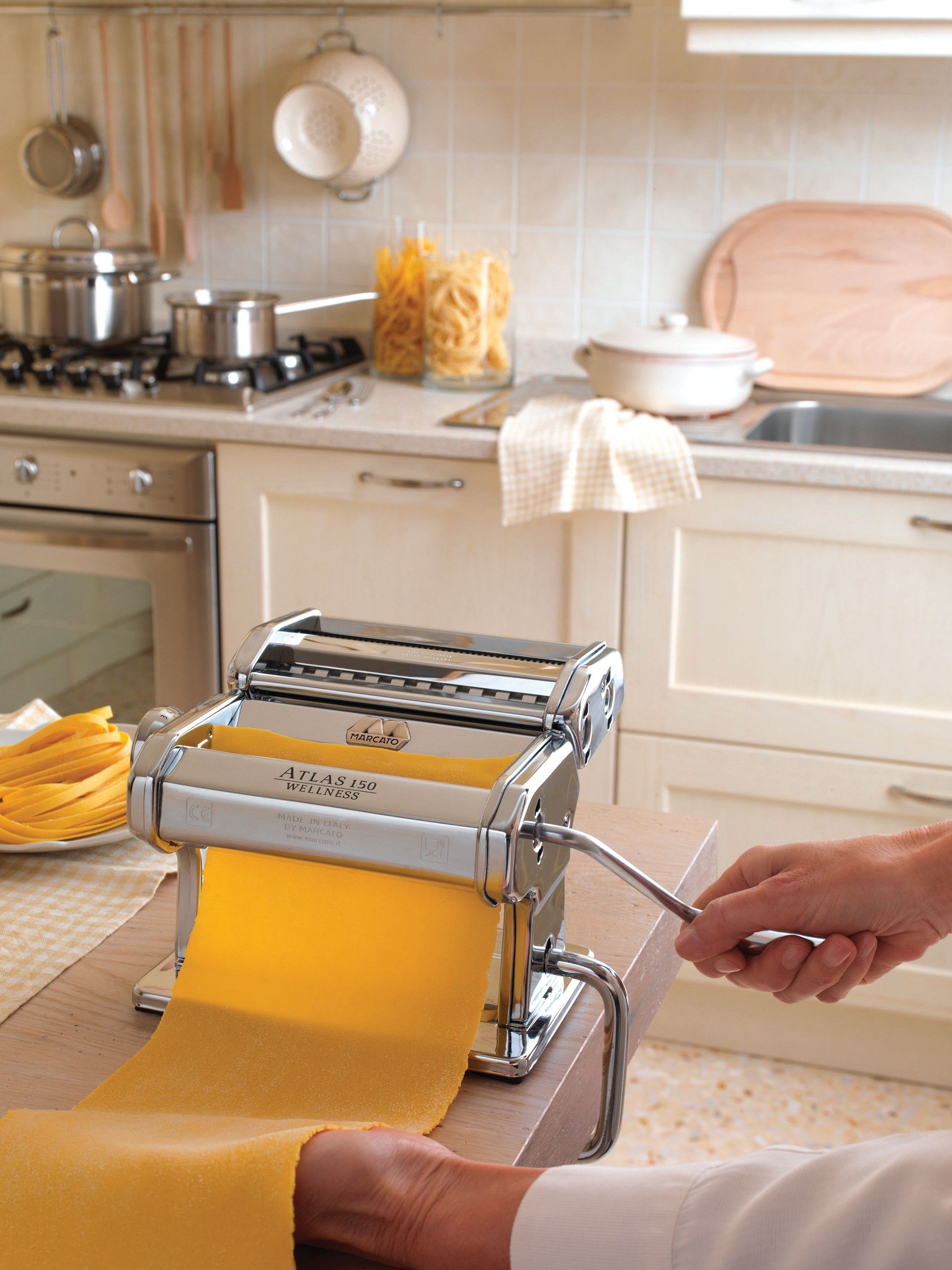 Fettuccine Lasagne Zubehör Marcato Atlas 150 Nudelmaschine – Made